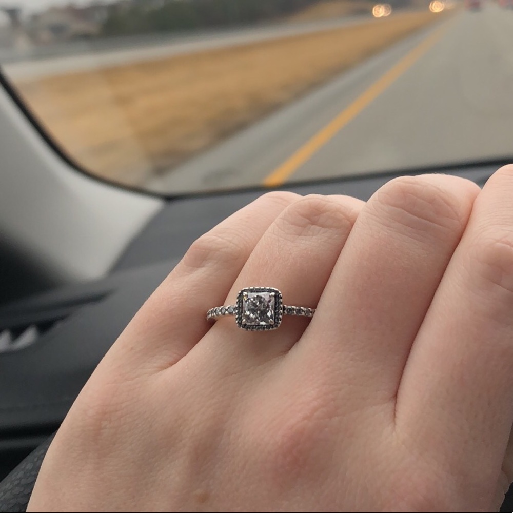 Pandora Square Silver Diamond Ring - image 1